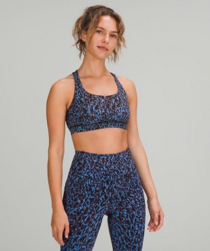 Sports Bras Lululemon Energy Bra Medium Support, B–D Cups Mujer Leopardo Camuflados Azules Multicolor | 43518-KSZG