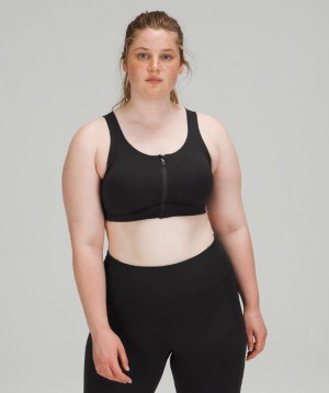 Sports Bras Lululemon Enlite Front-Zip Bra High Support, A–DDD(E) Cups Mujer Negros | 45926-AVGO