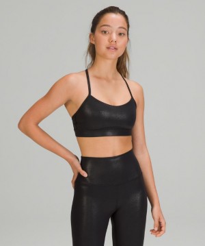 Sports Bras Lululemon Flow Y Nulu Bra Shine Light Support, A–C Cups Mujer Negros | 02916-DMQJ