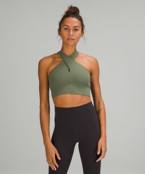 Sports Bras Lululemon Nulu Wrap-Front Long-Line Bra Light Support, A/B Cups Mujer Verdes | 37598-RYOW