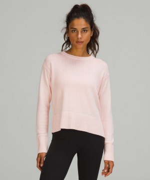 Sudaderas Lululemon Cashlu Boxy Crewneck Sweater Online Only Mujer Rosas Blancos | 52396-VPJU