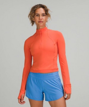 Sudaderas Lululemon It's Rulu Run Cropped Half-Zip Mujer Coral | 76825-PWZK