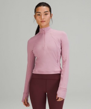 Sudaderas Lululemon It's Rulu Run Cropped Half-Zip Mujer Rosas Grises Marrom | 62930-HDUR