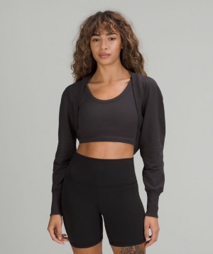 Sudaderas Lululemon LA Cropped Long Sleeve Shrug Mujer Negros Grises | 04239-XBNZ