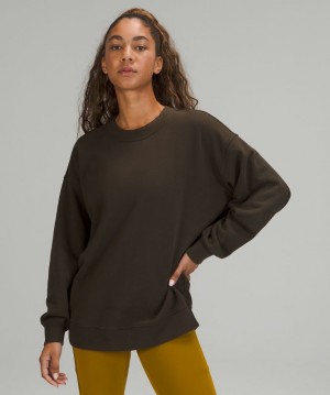 Sudaderas Lululemon Perfectly Oversized Crew Mujer Verde Oliva Oscuro | 17534-RJNF