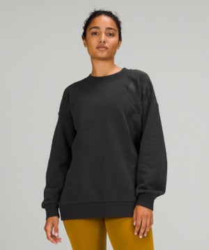 Sudaderas Lululemon Perfectly Oversized Crew Logo Mujer Negros | 72689-FKSU