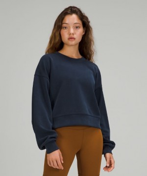 Sudaderas Lululemon Perfectly Oversized Cropped Crew Softstreme Mujer Azul Marino | 95048-TFWZ