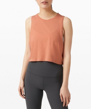 Tank Top Lululemon Cut Back Crop Tank Mujer Coral | 98057-CWFZ