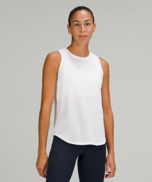 Tank Top Lululemon High Neck Run and Train Tank Mujer Blancos | 26579-XNPJ