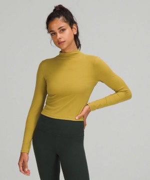 Tops Lululemon All Aligned Mock Neck Long Sleeve Mujer Dorados | 34097-BFRX