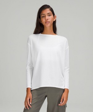 Tops Lululemon Back in Action Long Sleeve Mujer Blancos | 70196-UWBV