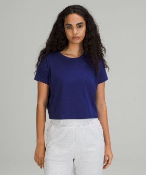 Tops Lululemon Cates Tee Mujer Larkspur | 21657-UZES