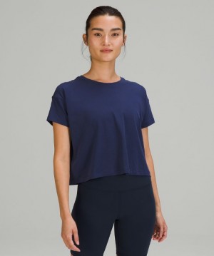 Tops Lululemon Cates Tee Mujer Night Sea | 27103-TDQO