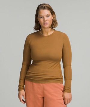 Tops Lululemon Hold Tight Long Sleeve Mujer Beige | 97013-KISB