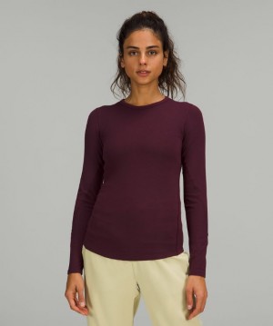 Tops Lululemon Hold Tight Long Sleeve Mujer Cassis | 74302-CPVR