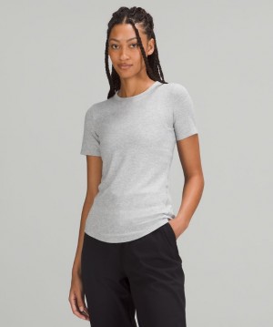 Tops Lululemon Hold Tight Short Sleeve Mujer Grises Claro | 67903-ORMQ