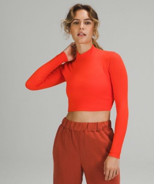 Tops Lululemon LA Open Back Mock Neck Long Sleeve Mujer Rojos | 05872-CVEK