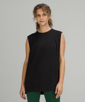 Tops Lululemon Modal Pleated Shoulder Tank Top Mujer Negros | 71829-YWDJ