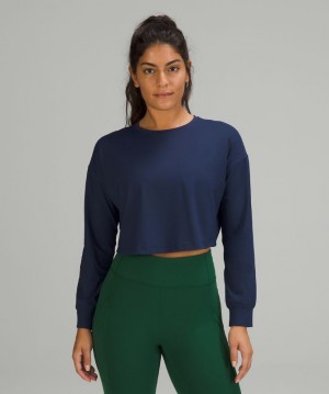 Tops Lululemon Muscle Love Long Sleeve Mujer Night Sea | 53704-GHLX