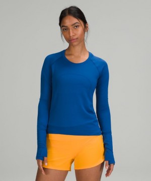 Tops Lululemon Swiftly Tech LS 2.0 Race Mujer Azules Azules | 70452-TGUE