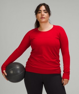 Tops Lululemon Swiftly Tech Long Sleeve 2.0 Mujer Rojos Oscuro Rojos Oscuro | 72416-ZWQJ