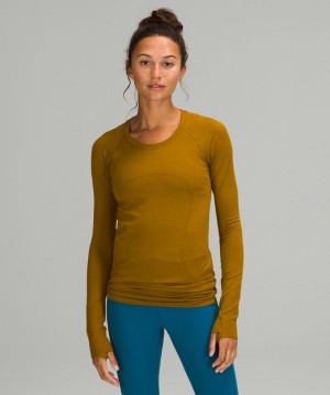 Tops Lululemon Swiftly Tech Long Sleeve 2.0 Mujer Dorados Marrom Dorados Marrom | 87045-LRXM