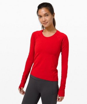 Tops Lululemon Swiftly Tech Long Sleeve 2.0 Race Mujer Rojos Oscuro Rojos Oscuro | 03742-DVHC