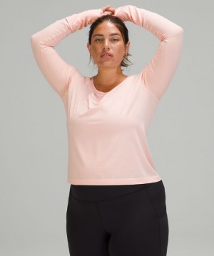 Tops Lululemon Swiftly Tech Long Sleeve 2.0 Race Mujer Rosas Blancos Rosas Blancos | 75816-FJNG