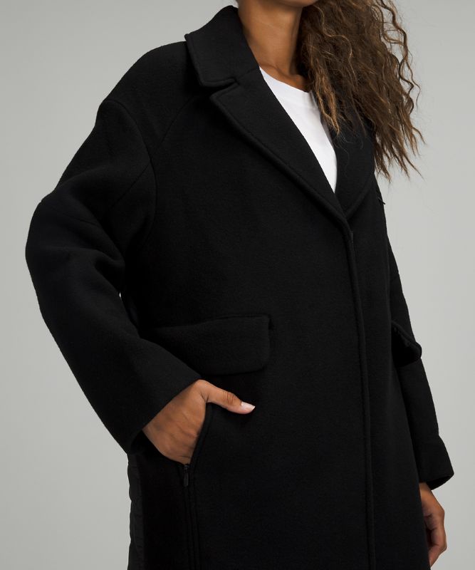 Abrigos Lululemon Wool Long Coat Mujer Negros | 64592-LKYN