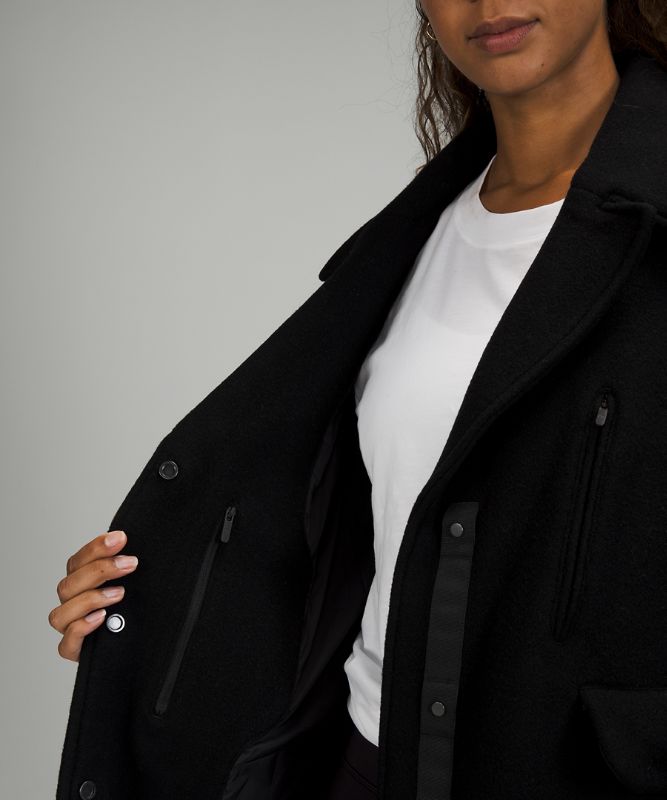 Abrigos Lululemon Wool Long Coat Mujer Negros | 64592-LKYN