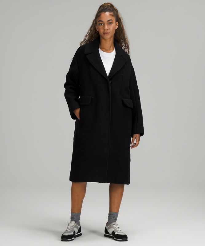 Abrigos Lululemon Wool Long Coat Mujer Negros | 64592-LKYN