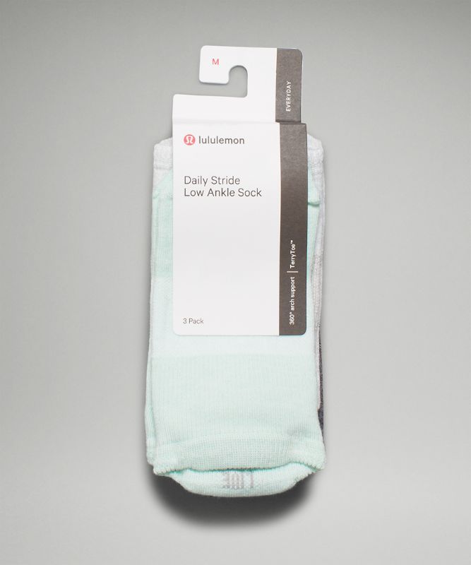 Calcetines Lululemon Daily Stride Low Ankle Sock 3 Pack Mujer Verde Menta Blancos Grises | 36972-AYEQ