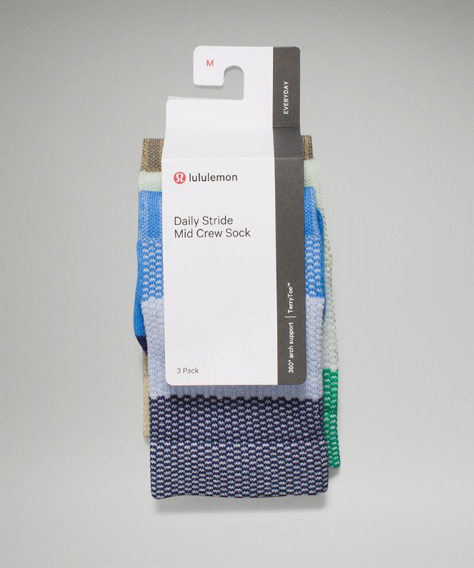 Calcetines Lululemon Daily Stride Mid-Crew Sock 3 Pack Sparkle Mujer Azules Verde Menta | 47391-HOCI