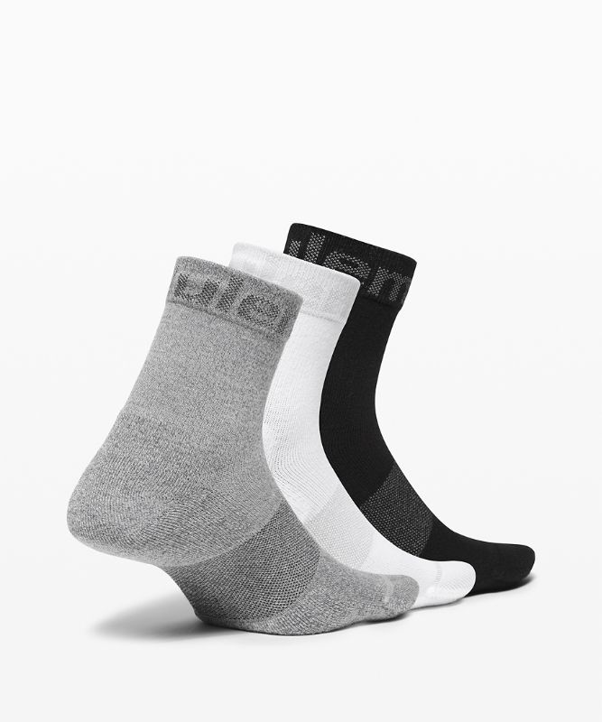 Calcetines Lululemon Daily Stride Mid Crew Sock 3 Pack Mujer Negros Blancos | 46385-DKSP