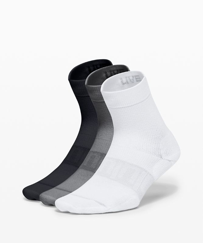 Calcetines Lululemon Daily Stride Mid Crew Sock 3 Pack Mujer Blancos Grises Negros | 94817-EOKP