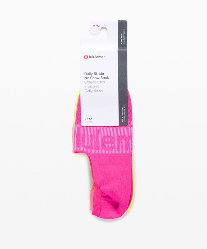 Calcetines Lululemon Daily Stride No Show Sock 3 Pack Mujer Rosas Amarillos | 74091-RVBK