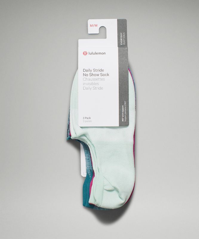 Calcetines Lululemon Daily Stride No Show Sock 3P Mujer Verde Menta Rosas Azules | 09413-LFYG