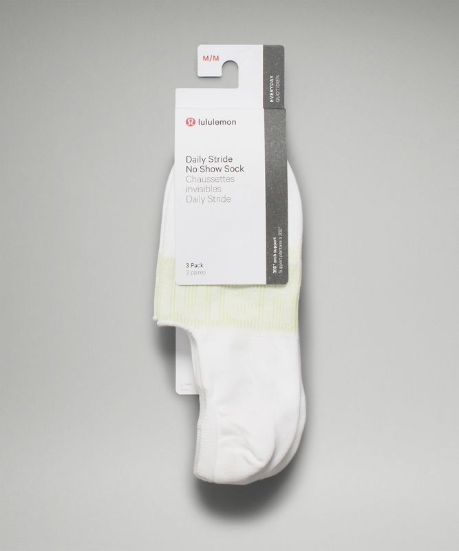 Calcetines Lululemon Daily Stride No Show Sock 3P Mujer Blancos Verdes Verdes | 90462-DNEF