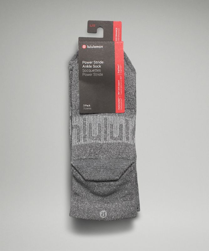 Calcetines Lululemon Power Stride Ankle Sock 3 Pack Hombre Grises Grises Grises | 73860-TLGS