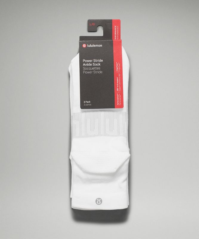 Calcetines Lululemon Power Stride Ankle Sock 3 Pack Hombre Blancos | 52490-PUOQ