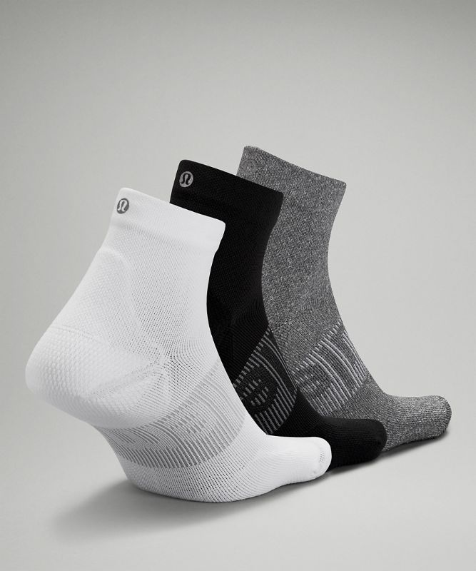 Calcetines Lululemon Power Stride Ankle Sock 3 Pack Hombre Blancos Grises Negros | 25309-VCRQ