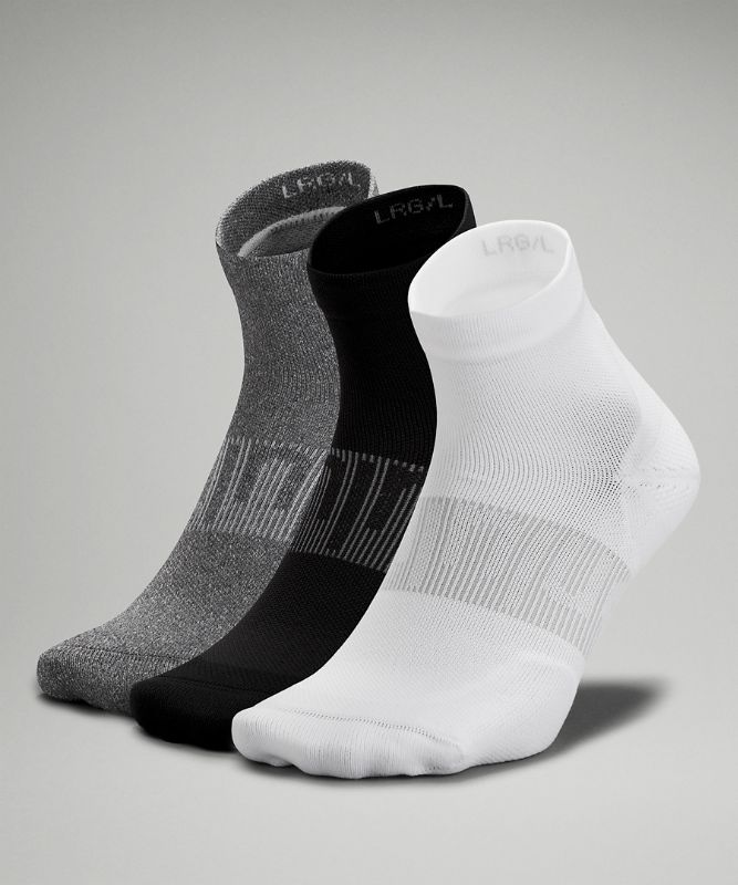 Calcetines Lululemon Power Stride Ankle Sock 3 Pack Hombre Blancos Grises Negros | 25309-VCRQ