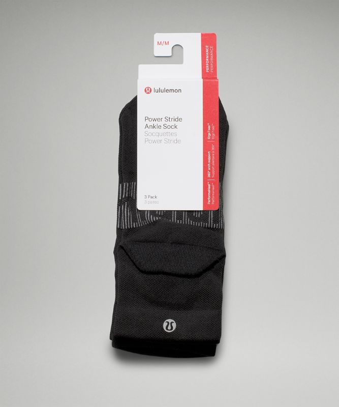 Calcetines Lululemon Power Stride Ankle Sock 3 Pack Mujer Negros | 08514-VQHD