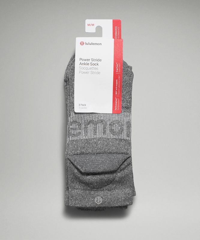 Calcetines Lululemon Power Stride Ankle Sock 3 Pack Mujer Grises Grises Grises | 37092-RVEY