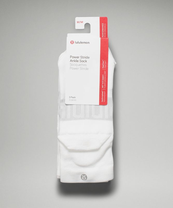 Calcetines Lululemon Power Stride Ankle Sock 3 Pack Mujer Blancos | 13824-DQUT