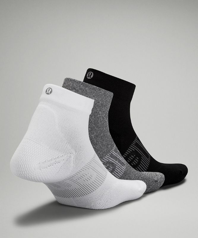 Calcetines Lululemon Power Stride Ankle Sock 3 Pack Mujer Blancos Grises Negros | 15926-RSUB