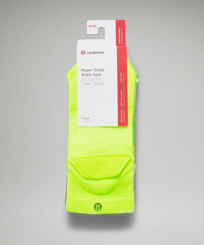 Calcetines Lululemon Power Stride Ankle Sock 3 Pack Mujer Amarillos Verdes Naranjas | 48326-SQDW