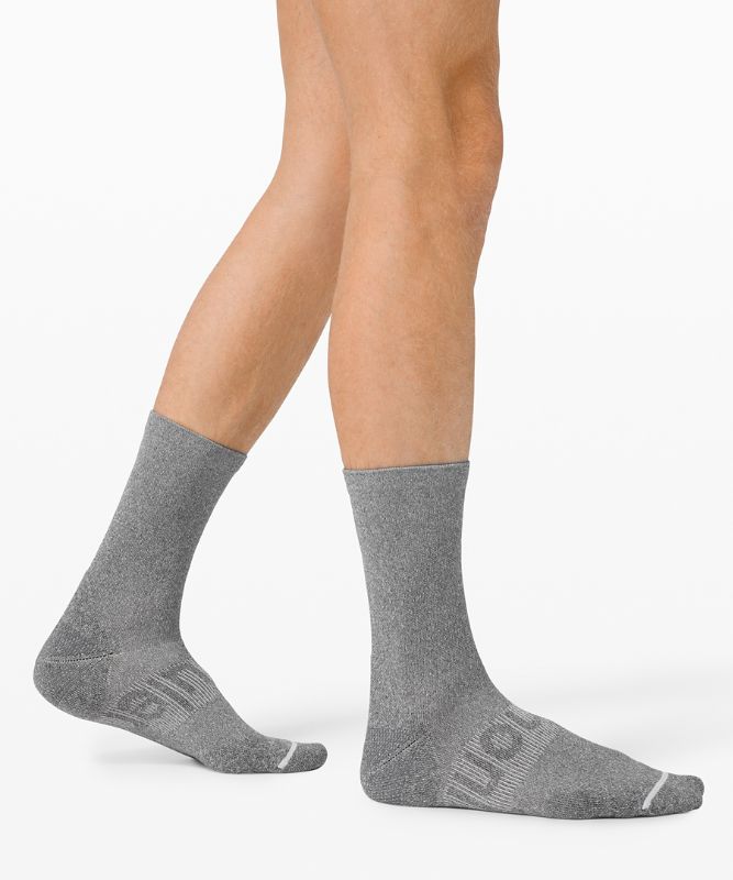 Calcetines Lululemon Power Stride Crew Sock Hombre Grises Oscuro | 58194-UEQJ