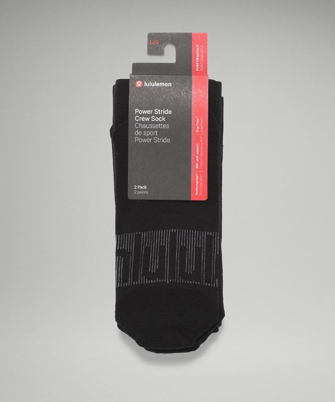 Calcetines Lululemon Power Stride Crew Sock 2 Pack Hombre Negros | 59632-EUOW