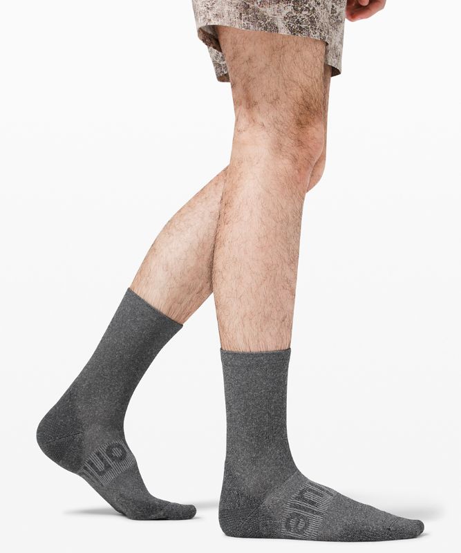 Calcetines Lululemon Power Stride Crew Sock 2 Pack Hombre Grises Oscuro | 21074-GJCW